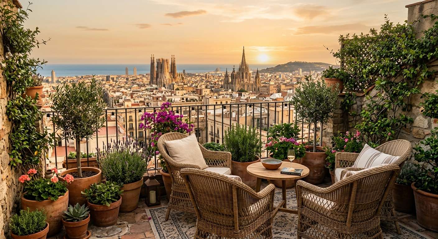 Taras z widokiem na Barcelonę