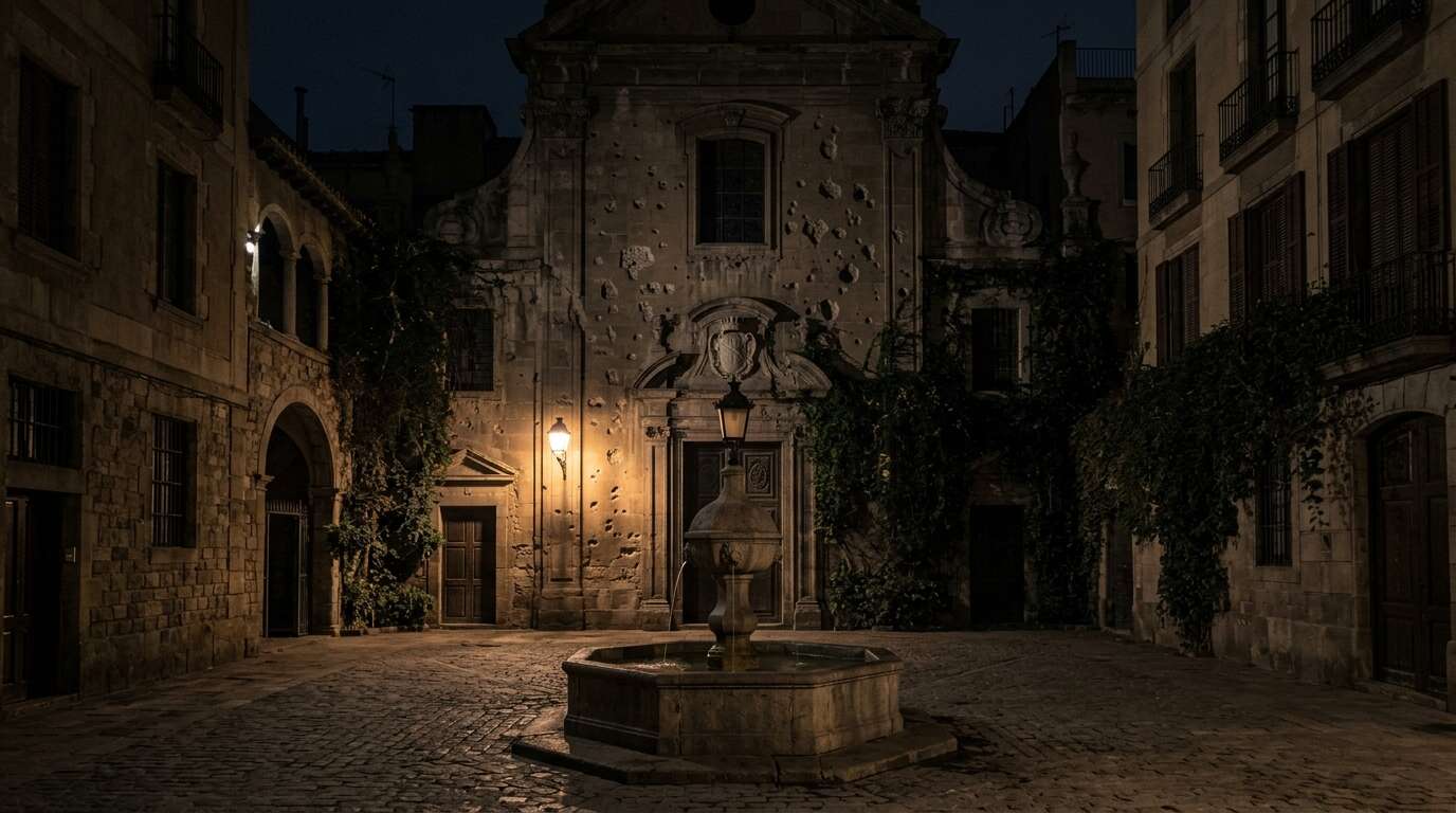 Barri Gòtic po zmroku — legendy, duchy i tajemnicze historie średniowiecznej Barcelony 6 Plaça de Sant Felip Neri w Barcelonie