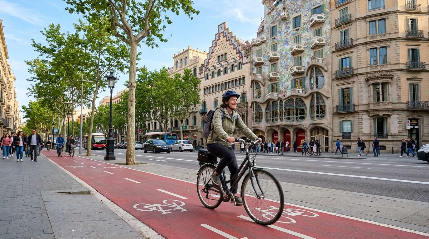 Barcelona rowerem – najlepsze trasy, wypożyczalnie i triki od miejscowych cyklistów 5 Ścieżka rowerowa na Passeig de Gràcia