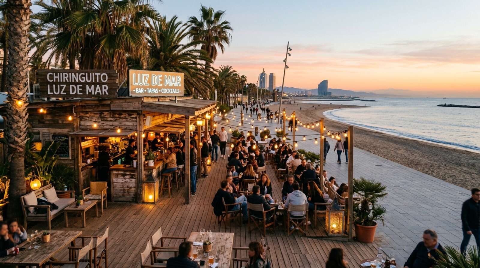 Chiringuito na plaży w Barcelonie — sezon trwa do początku października