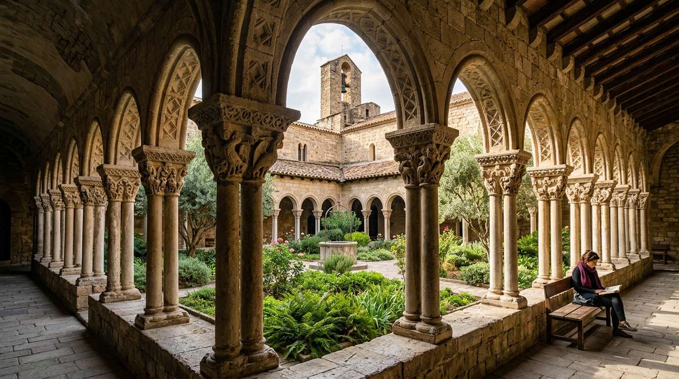 Krużganek romańskiego kościoła Sant Pau del Camp