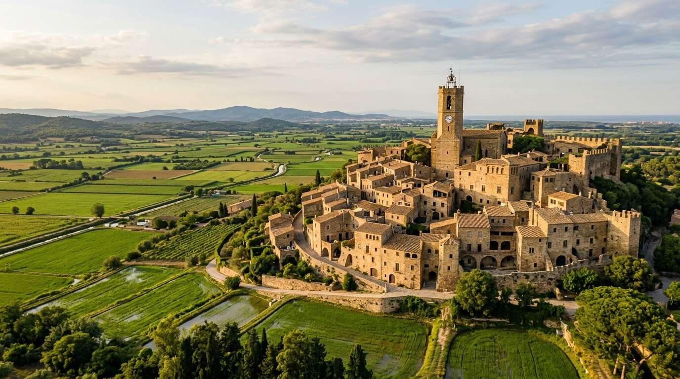 Peratallada, Pals i Besalú — średniowieczne wsie Katalonii, do których dojedziesz z Barcelony w jeden dzień 3 Pals — wieża Torre de les Hores i pola ryżowe w Empordà