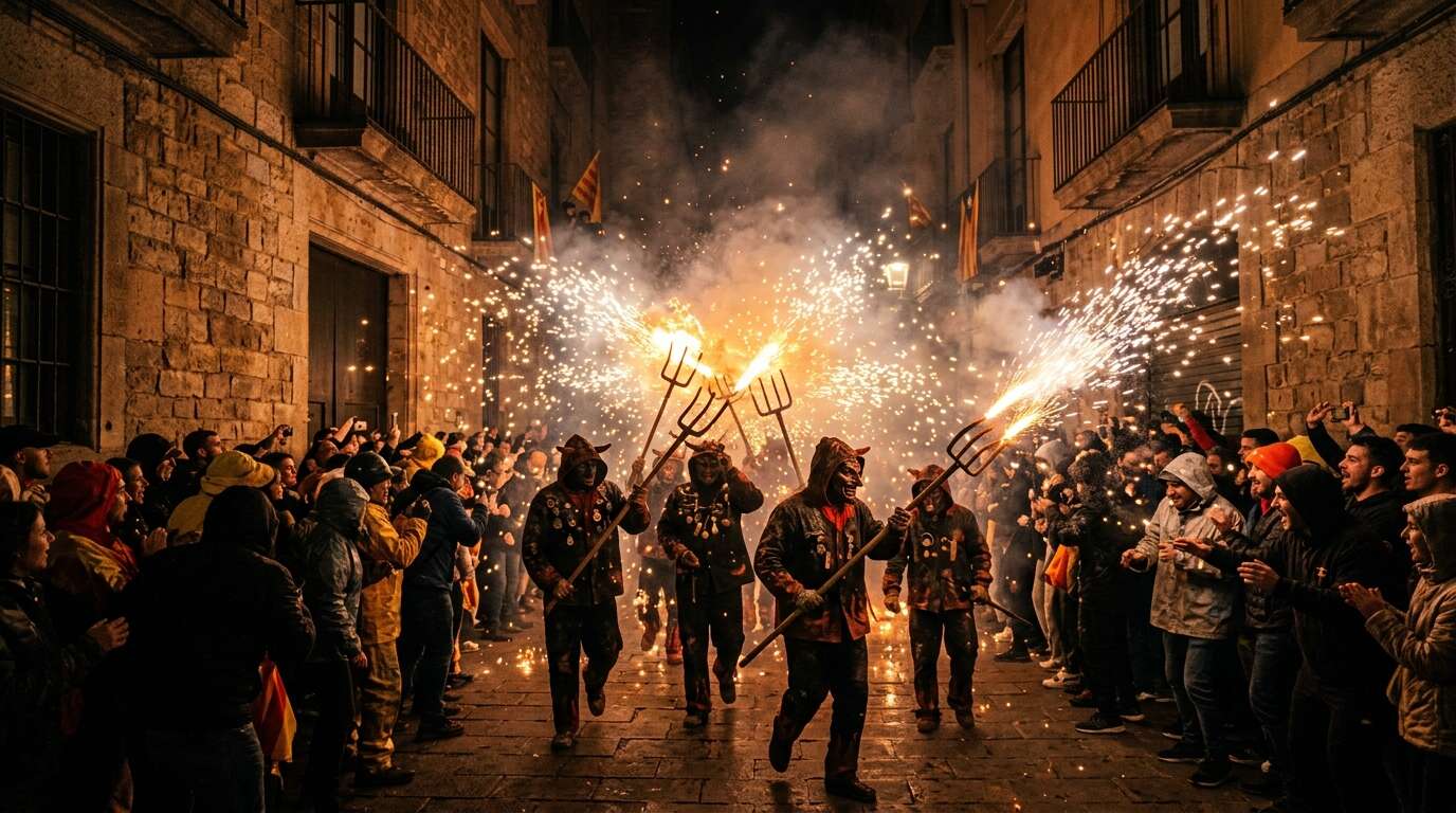 La Mercè 2026 w Barcelonie — jak przetrwać największą fiestę miasta 5 Correfoc La Mercè — bieg z ogniem w Barcelonie