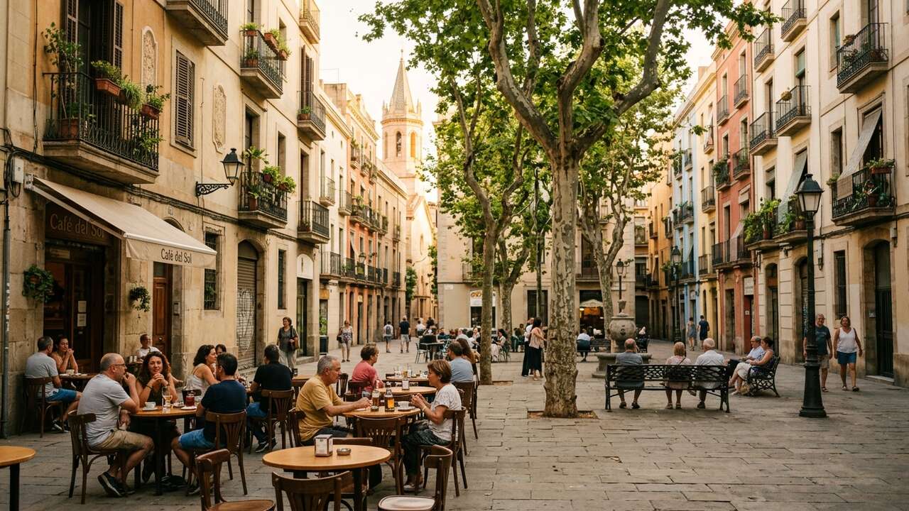 Plac w dzielnicy Gràcia w Barcelonie