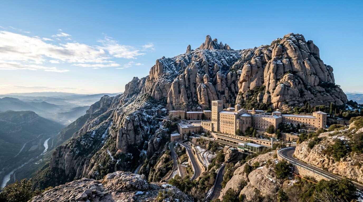 Klasztor Montserrat zimą
