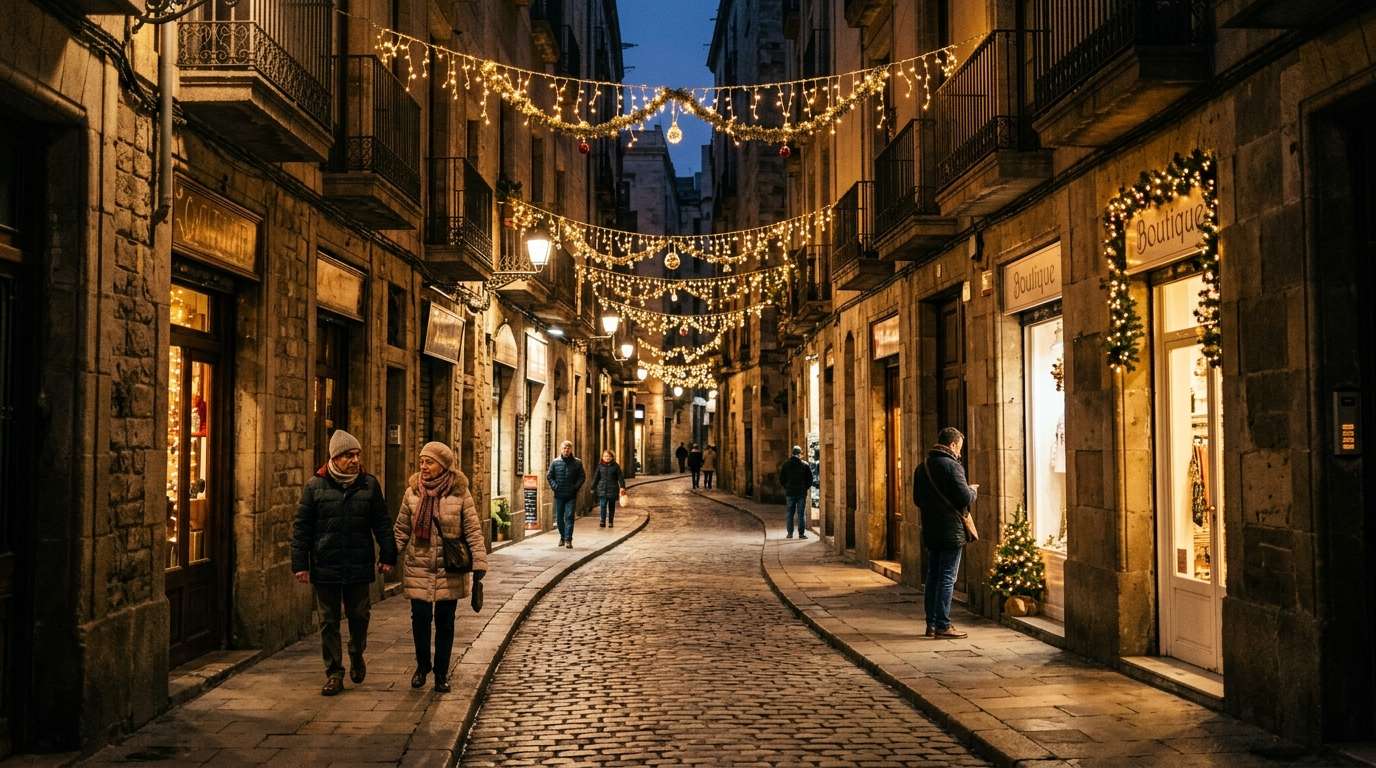 Sylwester w Barcelonie — gdzie się bawić, co jest otwarte i ile naprawdę kosztuje nocleg w grudniu 6 Barcelona zimą – świąteczne światła na ulicach