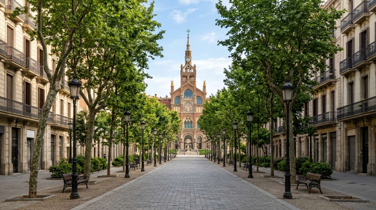 Avinguda de Gaudí prowadząca do Hospital de Sant Pau